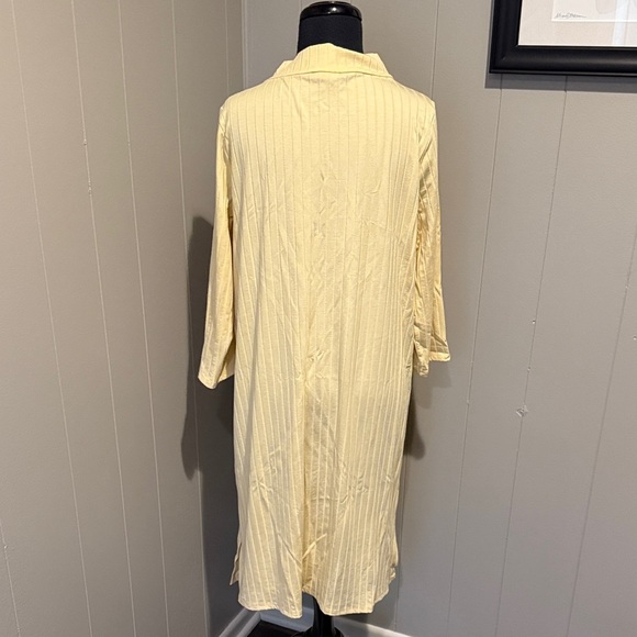 E Eileen Fisher Women’s Medium Yellow Long Cropped Sleeve Boat Neck MIDI Dress - Picture 4 of 5